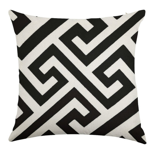 Throw Pillow  Cushion in Maze Print Design Linen Throw Pillow Cover
