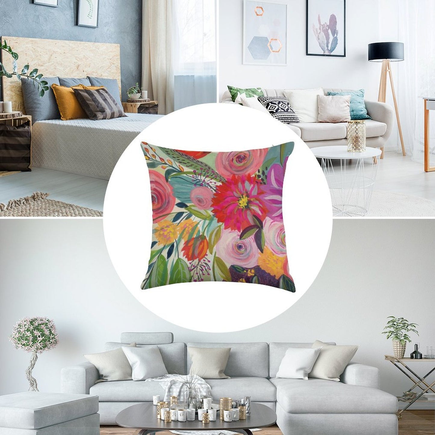 Hope Blooms Linen Throw Pillow Cover