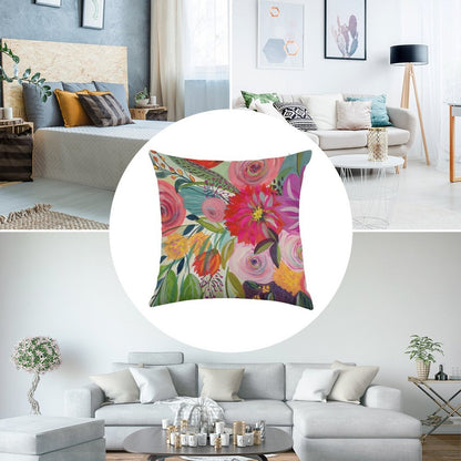 Hope Blooms Linen Throw Pillow Cover