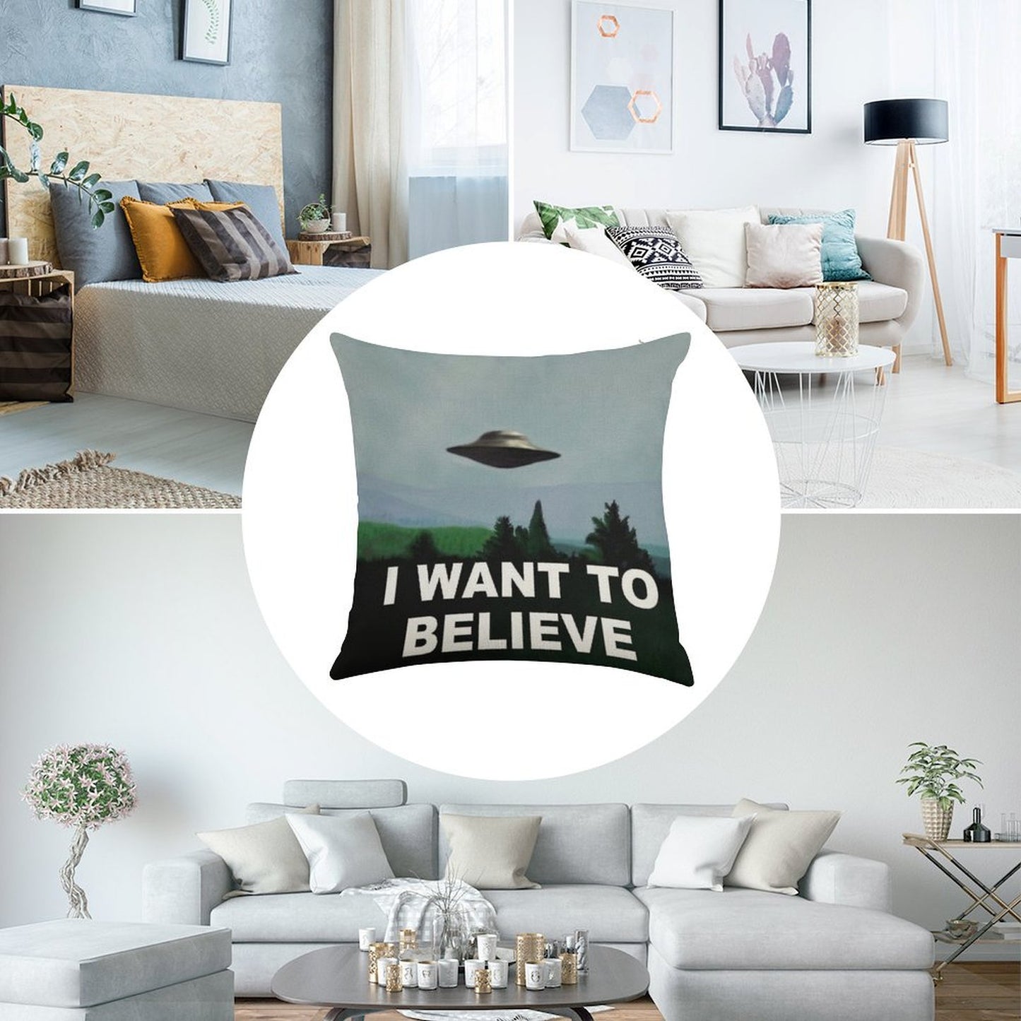 I Want to Believe Linen Throw Pillow Cover