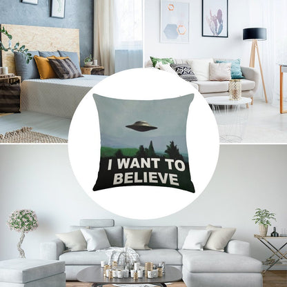 I Want to Believe Linen Throw Pillow Cover