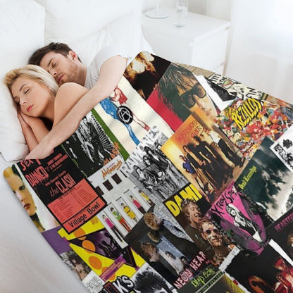 70s Punk Rock Music Throw Blanket