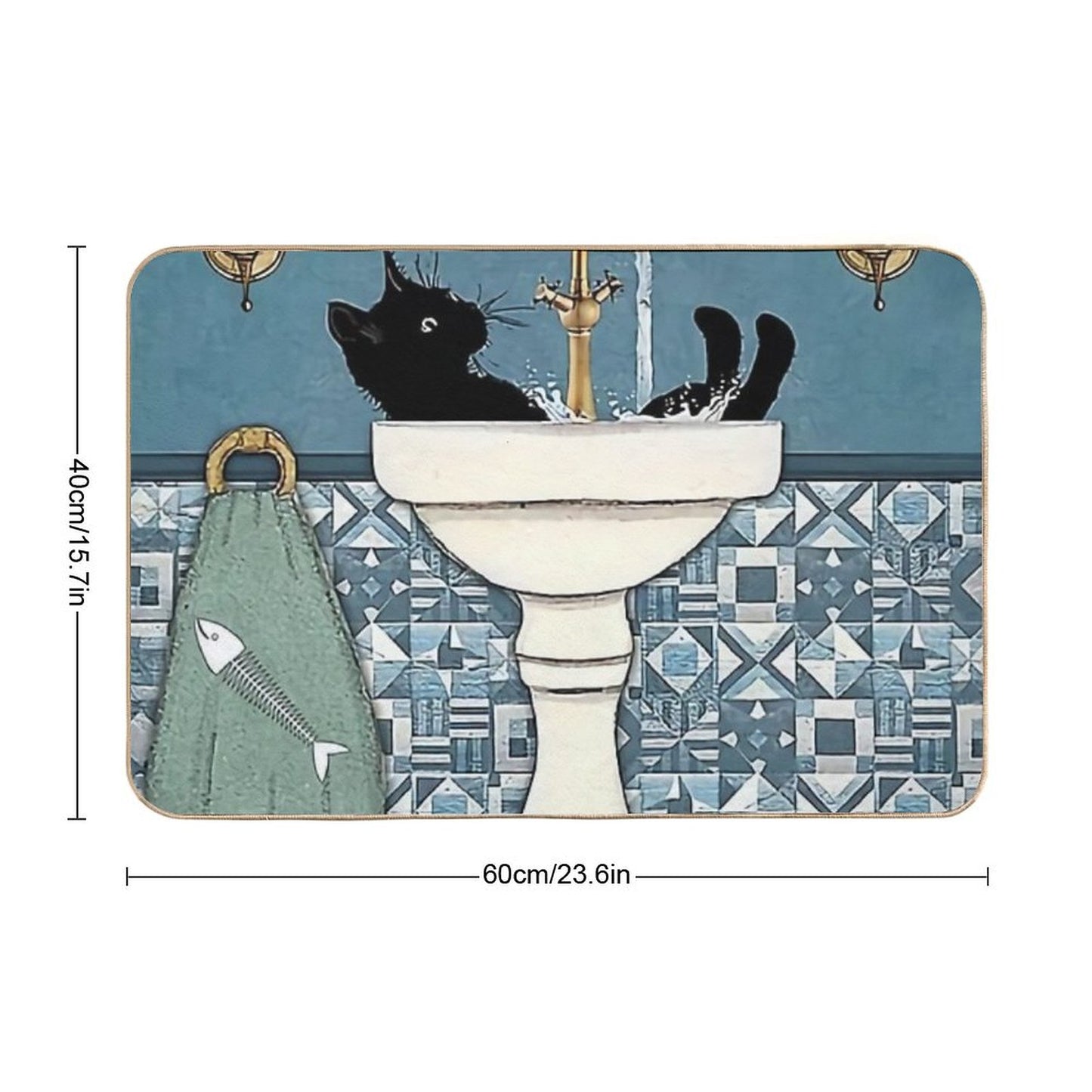 Beauty Black Cat Wash Your Paws Bath Mat