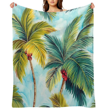 Tropical Palm Trees Throw Blanket