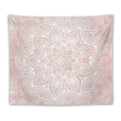 Mandala Yoga Love, Pastel Pink Tapestry