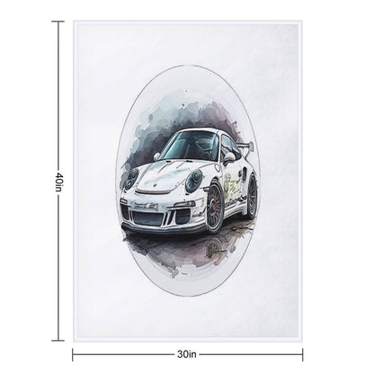 Porsche on Wheels of Fire Throw Blanket