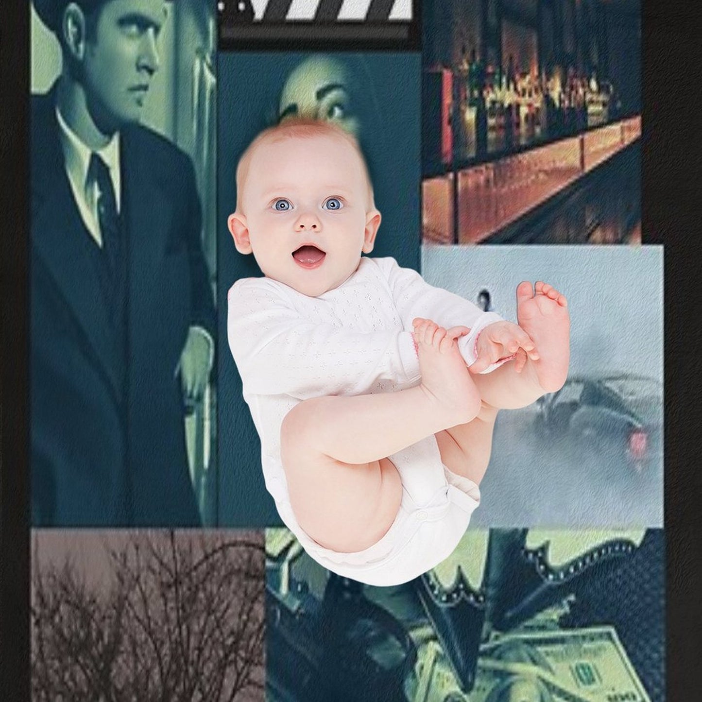 Film Noir Celebration of Old Movies Throw Blanket