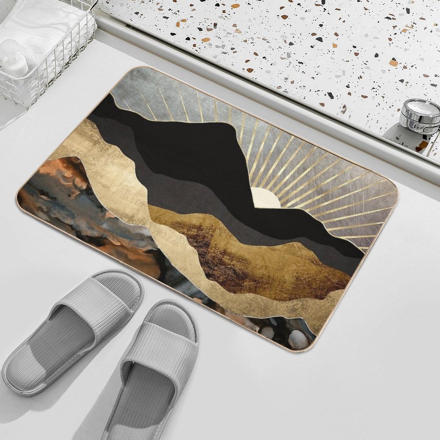 Copper And Gold Mountains Bath Mat