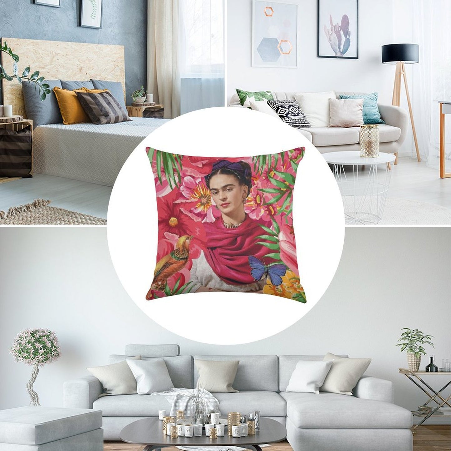 Forever Frida Kahlo Linen Throw Pillow Cover