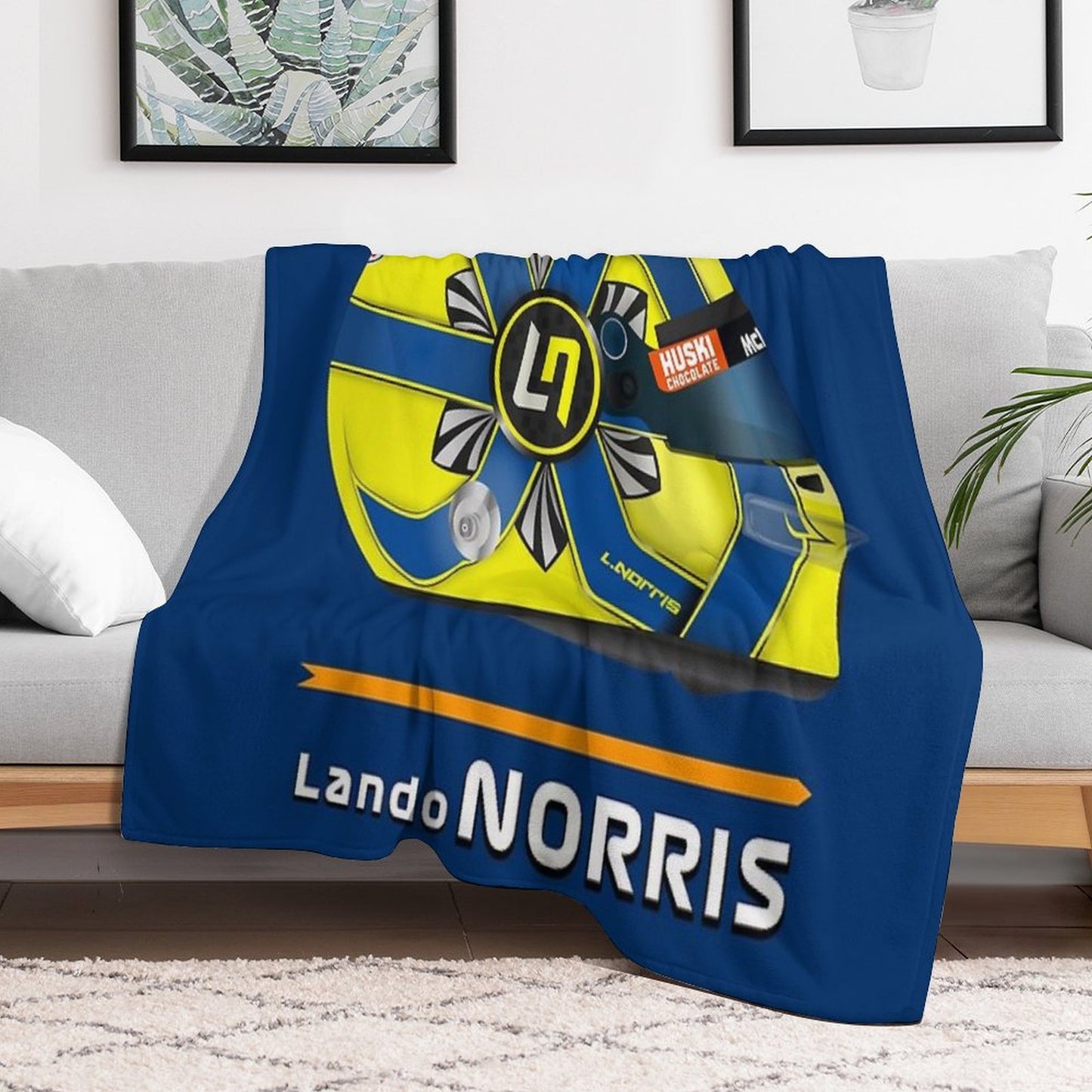 Lando Norris Helmet 2020 Graphic Throw Blanket