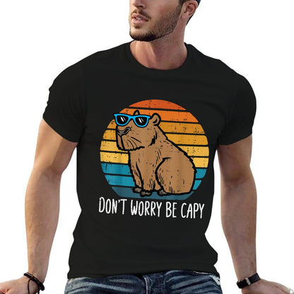 Dont Worry Be Capy Capybara Retro Men Boys Kids Youth Women T-Shirt