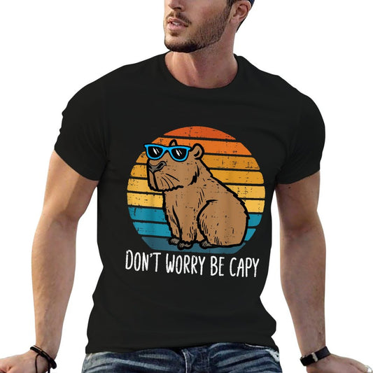 Dont Worry Be Capy Capybara Retro Men Boys Kids Youth Women T-Shirt
