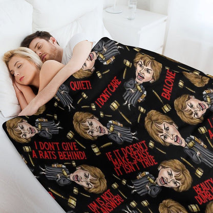 Black  Judge Judy Print Throw Blanket