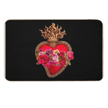 Red Immaculate Heart - Sacred Heart Bath Mat