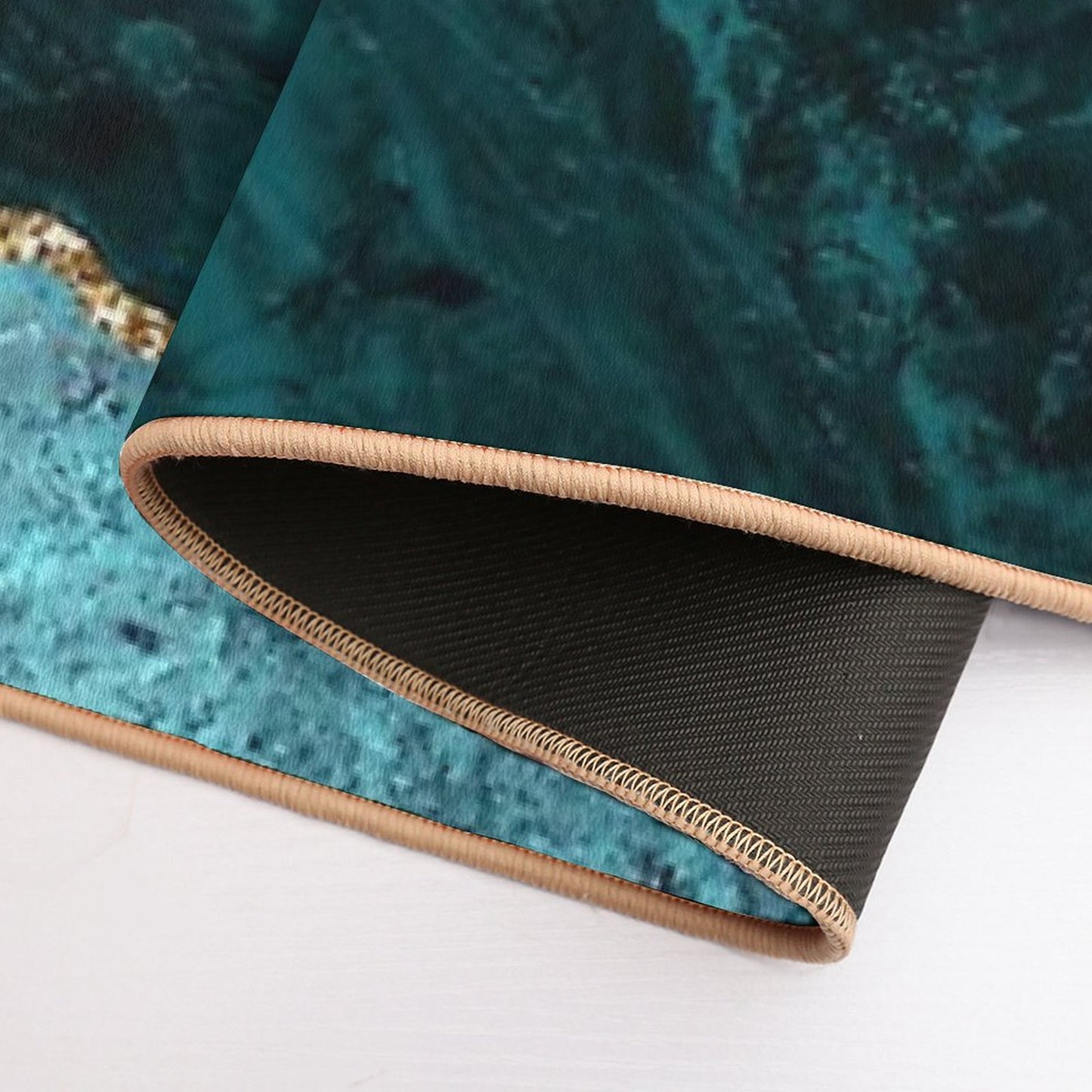Amazing Blue And Teal Faux Malachite Marble Bath Mat