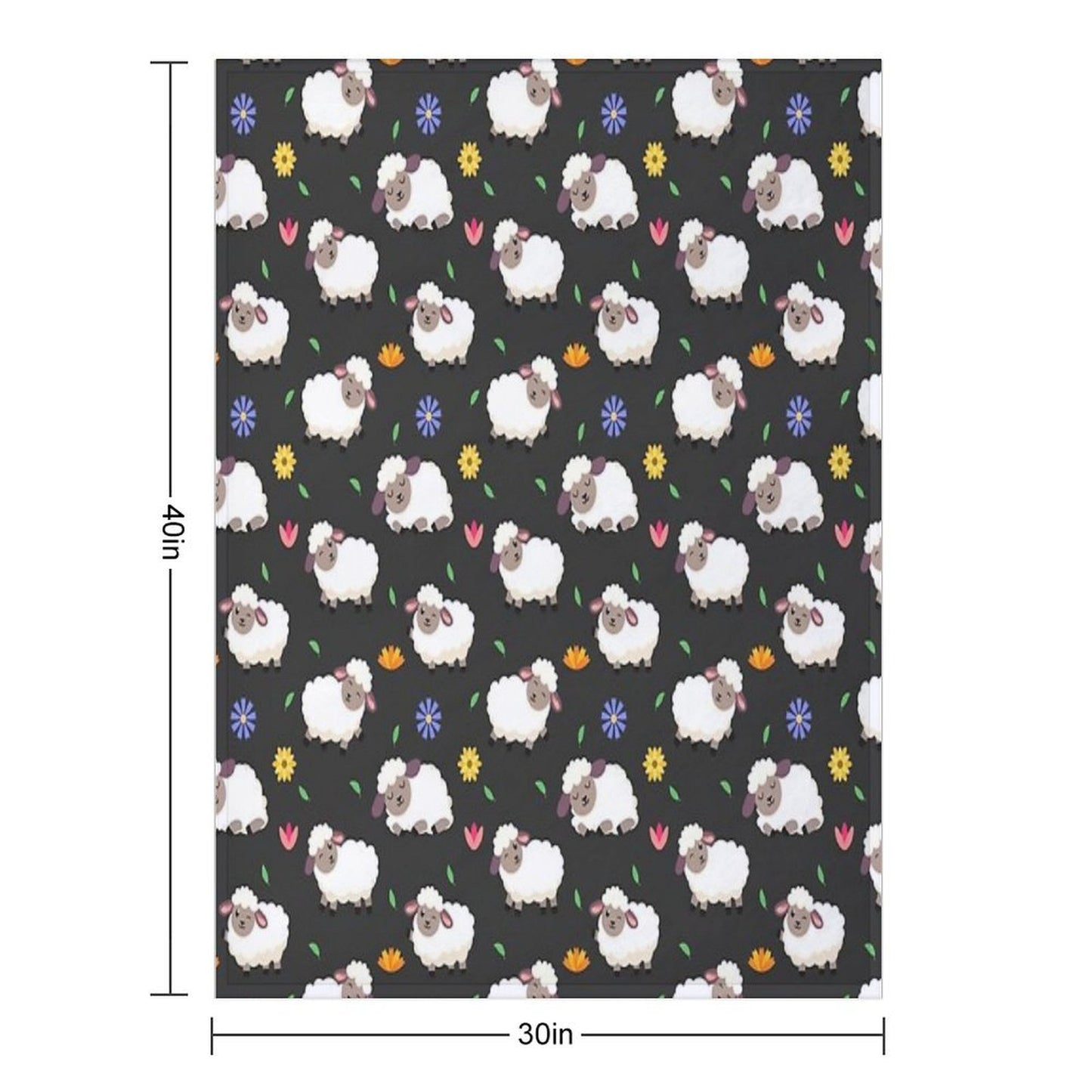 Sheeps And Flowers in Cartoon Style Throw Blanket
