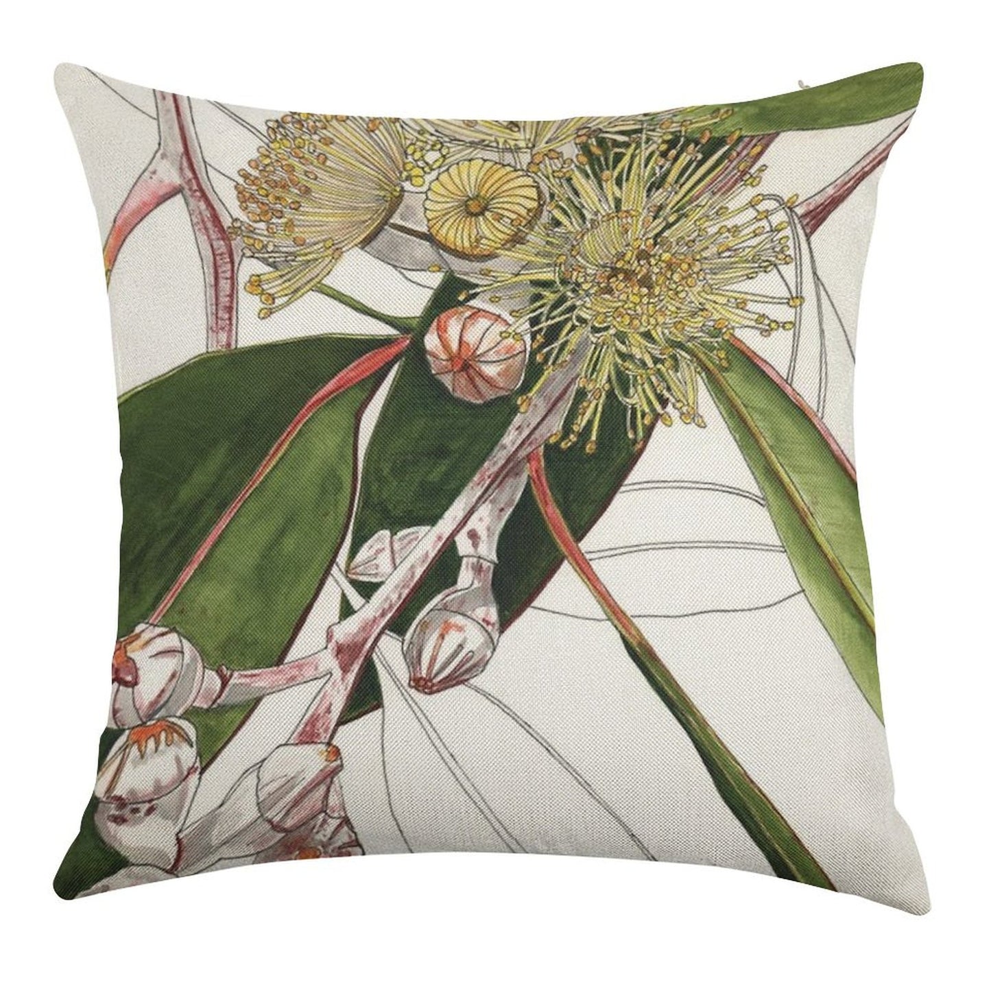 Eucalyptus Mallee Australian Native Linen Throw Pillow Cover