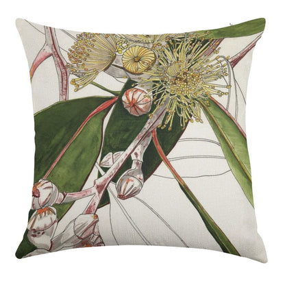 Eucalyptus Mallee Australian Native Linen Throw Pillow Cover