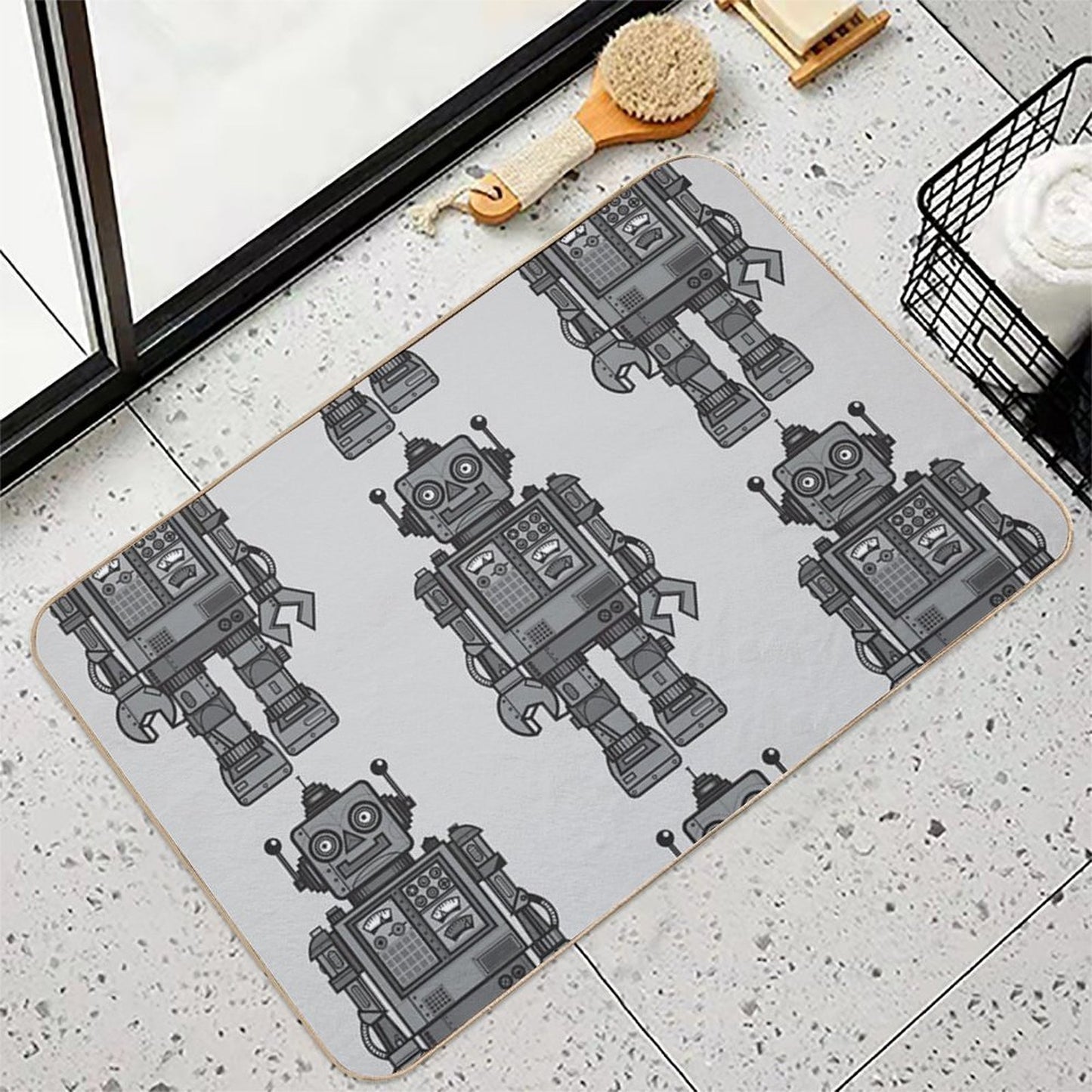 Vintage Robot  Stain-Proof Bath Mat