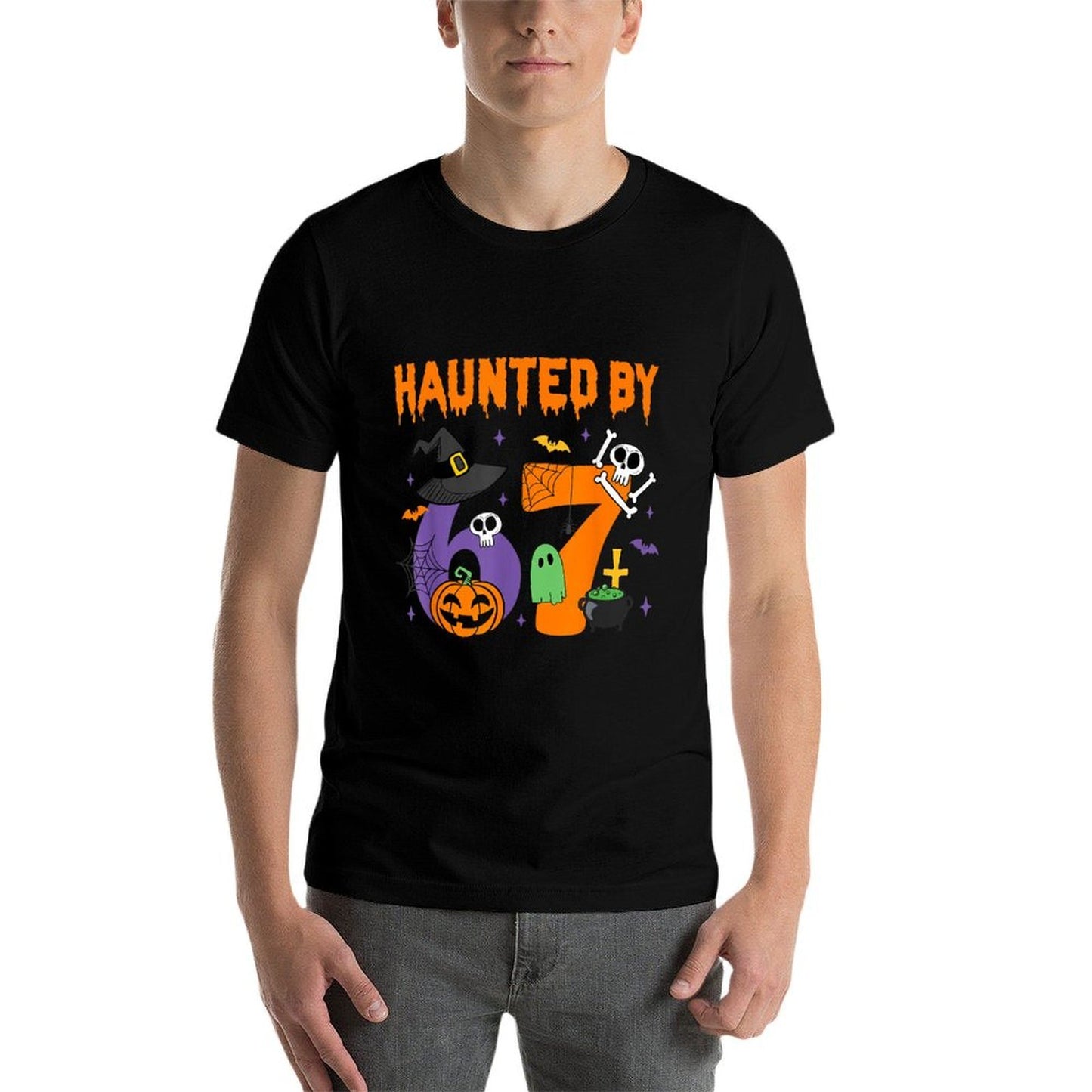 Haunted by 67 – Funny Six Seven Meme 6 7 Halloween Costume  Tagless Design T-Shirt