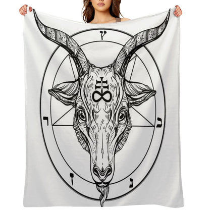 Baphomet Goat Head with Pentagram Occult Symbolism Or Satanist Symbols Throw Blanket