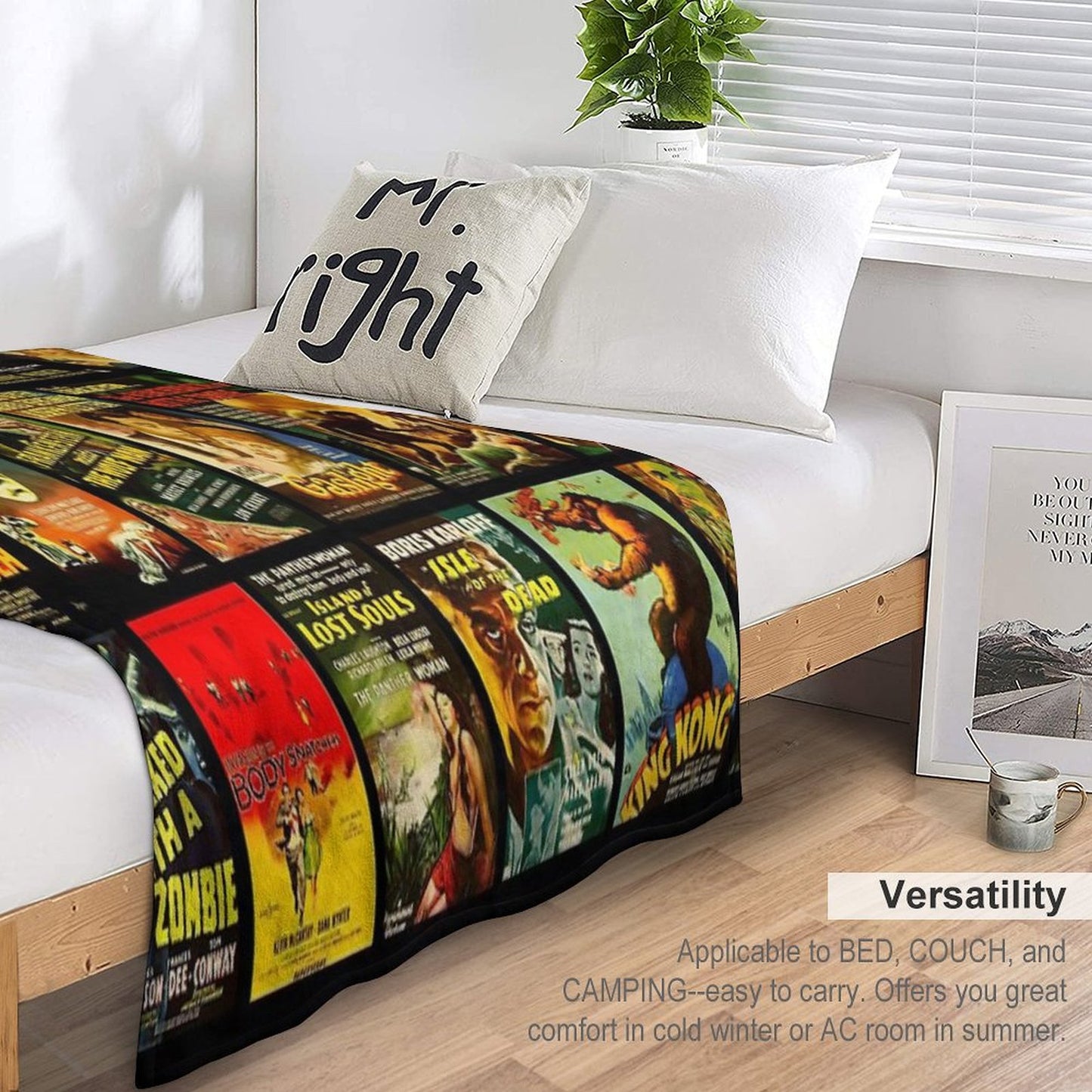 Vintage Classic Horror Monster Movie Posters Throw Blanket