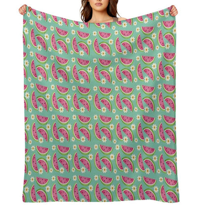 Watermelons And Daisies Throw Blanket