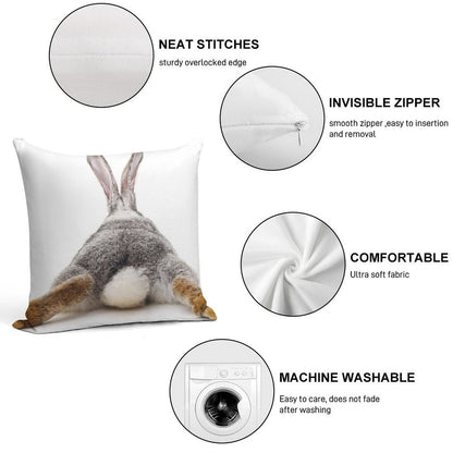 Just Relax Rabbit - View from Behind Soft Washable Throw Pillow