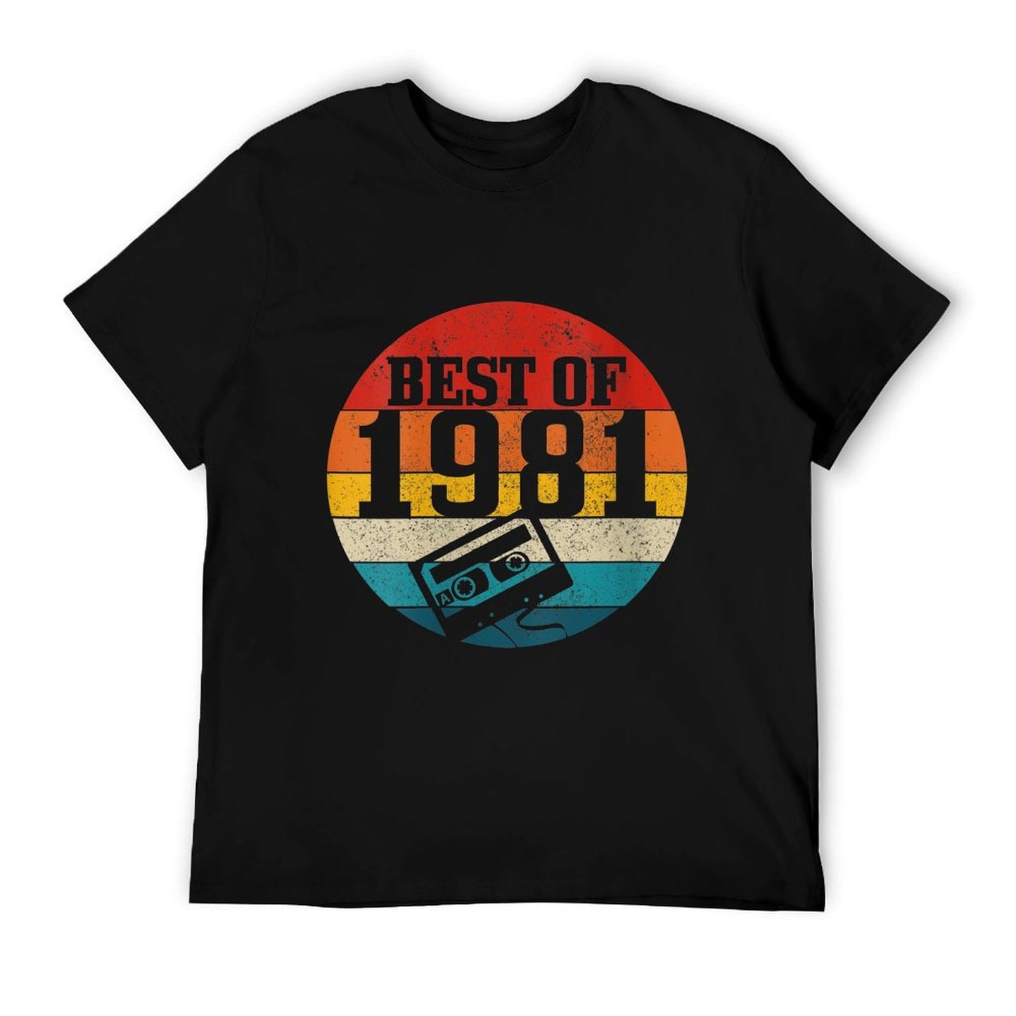 Womens Best Of 1981 40th Birthday Gift Vintage Cassette Tape Funny  Ribbed Collar T-Shirt