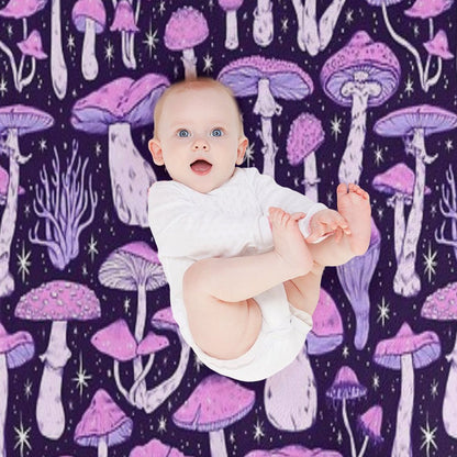 Deadly Mushrooms Dark Purple Throw Blanket
