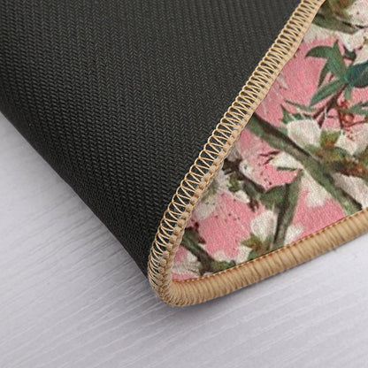Cherry Blossom On Bright Pink Feminine Print  Fade-Resistant Bath Mat