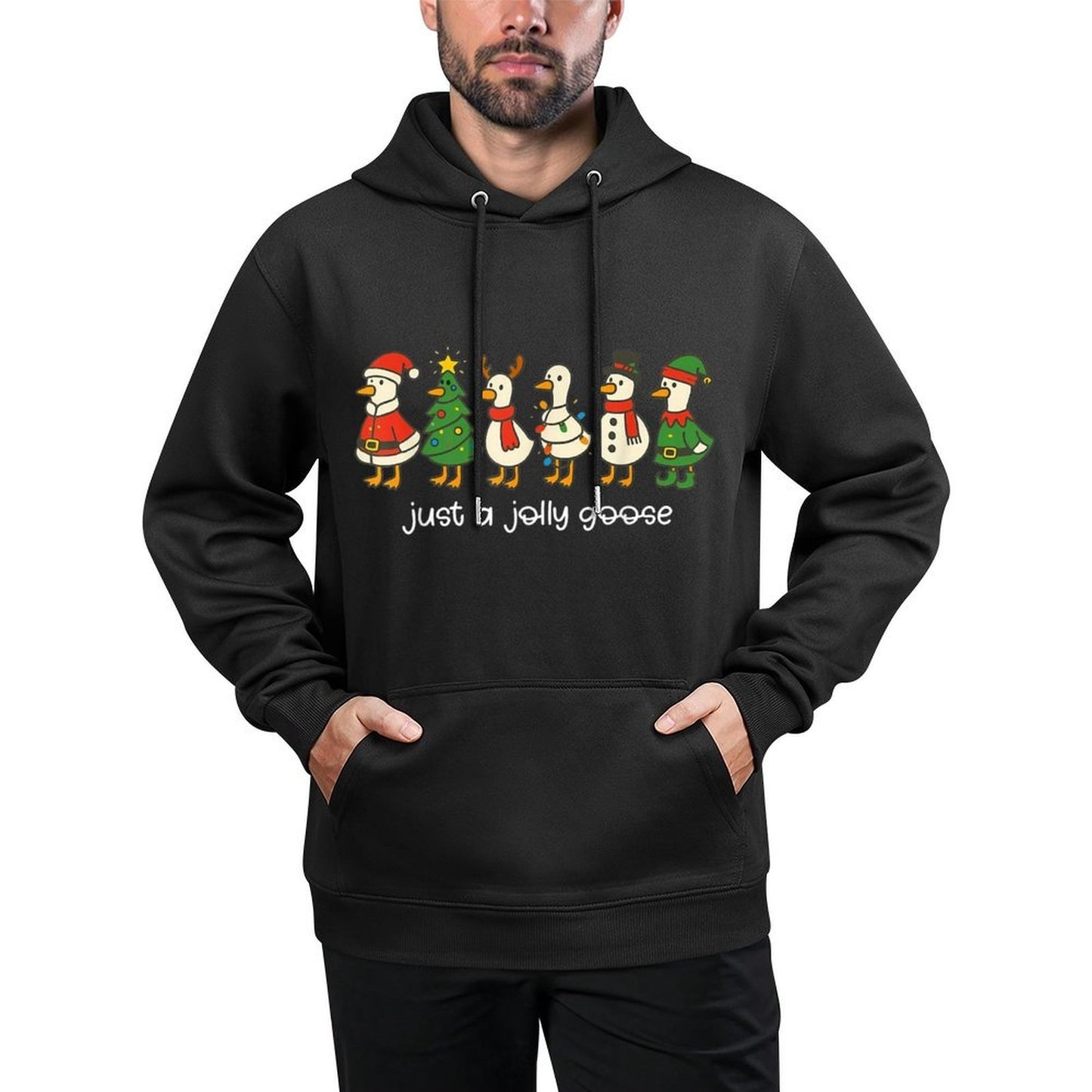 Just A Jolly Goose Funny Christmas for Mens Womans Kids Medium-Weight Fabric Hoodie