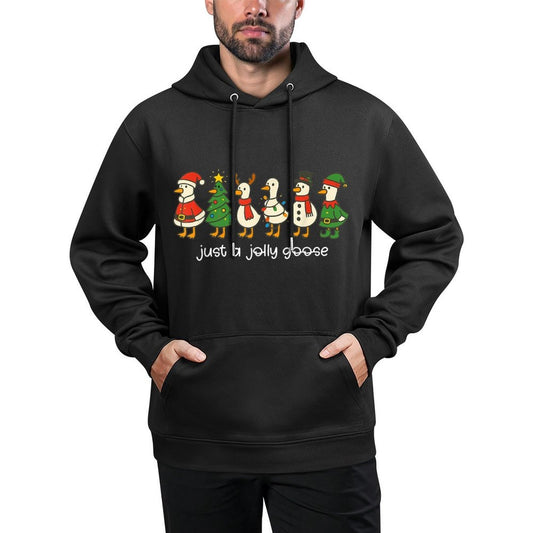 Just A Jolly Goose Funny Christmas for Mens Womans Kids Medium-Weight Fabric Hoodie