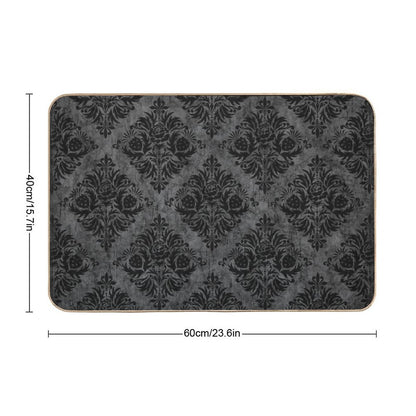Gothic Black Damask Bath Mat