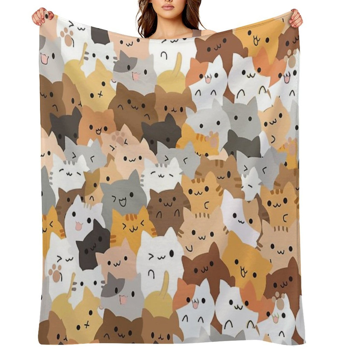 Sweet Happy Cub Kittens - Cats Pattern Throw Blanket