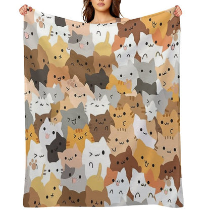 Sweet Happy Cub Kittens - Cats Pattern Throw Blanket