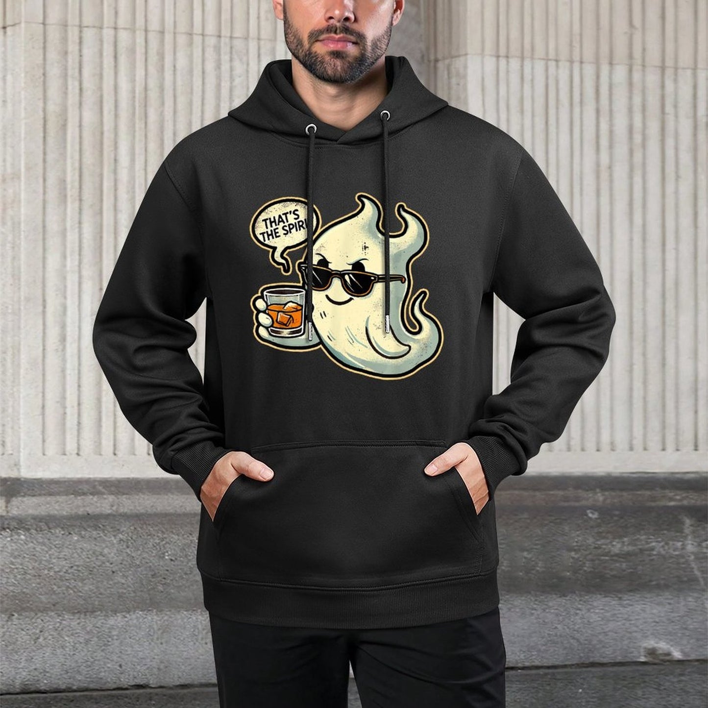 Cool Ghost Whiskey Pun Men Women Funny Halloween Versatile Streetwear Hoodie