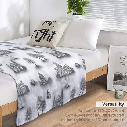 Black And Gray Downton Abbey Toile Throw Blanket