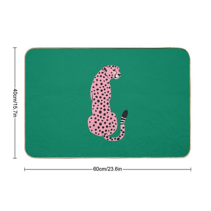 Pink Leopard  African Cheetah  Tropical Pop Art Bath Mat