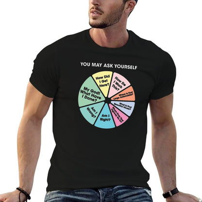 80's Music Retro Lyrics - You May Ask Yourself Pie Chart  Wrinkle-resistant T-Shirt
