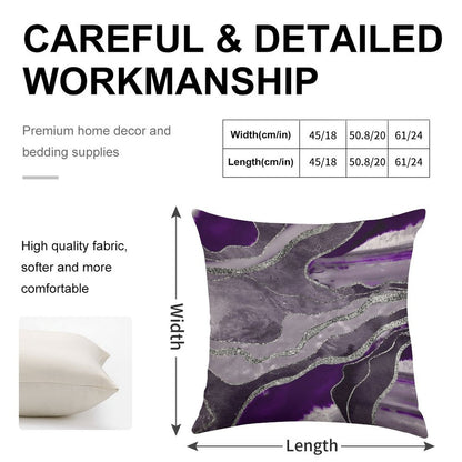 Dark Violet Marble Agate Silver Glam #1 (Photo of Glitter Only - Not Reflective) Linen Throw Pillow Cover