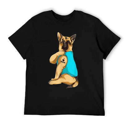 German Shepherd I Love Mom Tattoo Apparel Dog Mom Gift Women T-Shirt