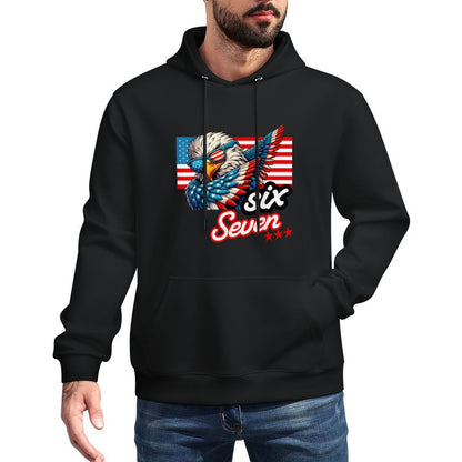 Six Seven Funny Patriotic Dabbing Bald Eagle 6 7 Meme Slang Easy Care Hoodie