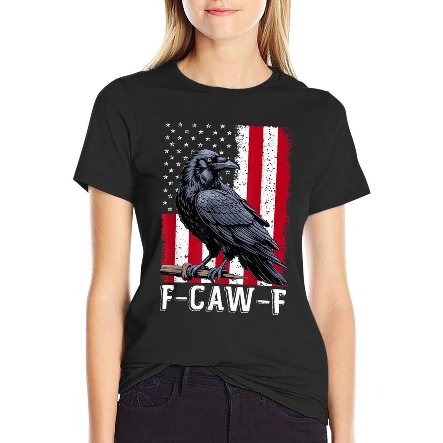 F-Caw-F Black Crow Black Bird Retro USA Vintage F-Caw-F Comfortable T-Shirt