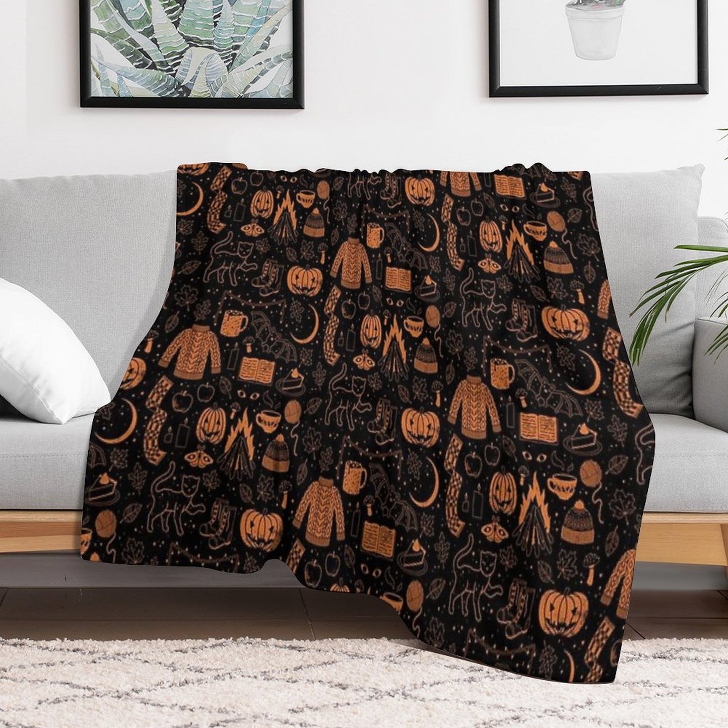 Autumn Nights Halloween Throw Blanket