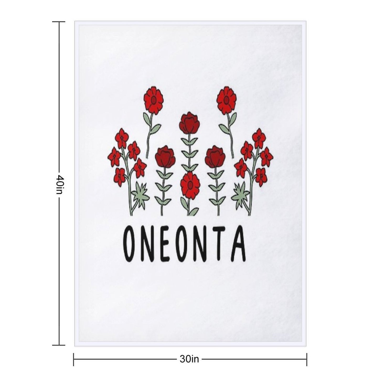 Oneonta Red Flowers DuoTone Throw Blanket