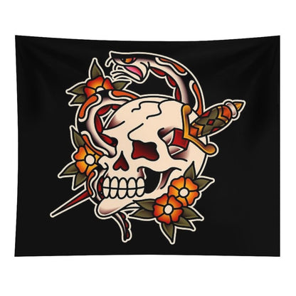 Salty-Dog Death And Rebirth Skull Motif Tapestry