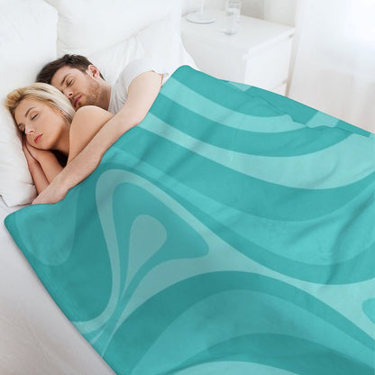 New Groove Retro Liquid Swirl Abstract Pattern in Turquoise Teal Throw Blanket