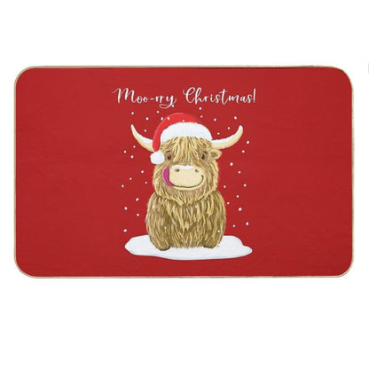 Scottish Highland Cow, Moo-rry Christmas Wee Hamish Bath Mat