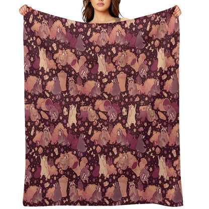 Raccoons Nighttime Pillage Throw Blanket